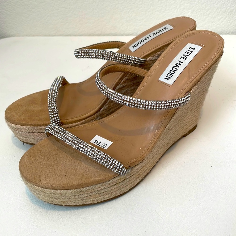 Steve Madden Selfless Rhinestone wedge sandal size 7